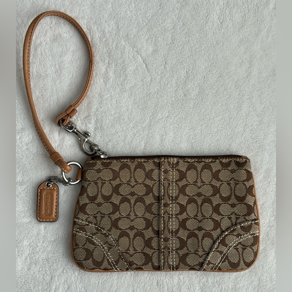 Vintage Coach Signature Canvas Pouch Wristlet